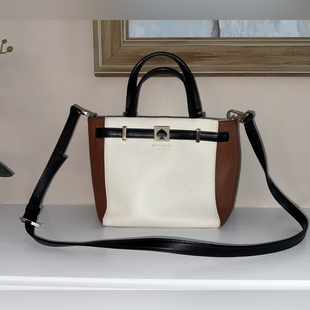 Kate Spade Houston Street Leo Pebble Leather Color Block Satchel Crossbody Bag - Picture 3 of 12